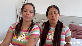 Two Busty Colombian Beauties Melisa and Natalie Swallow Torbe's Cum in FFM Threesome Bedroom Romp