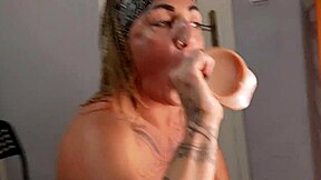 smoking milf eats big dick from muscular vicious bastard deepthroat style