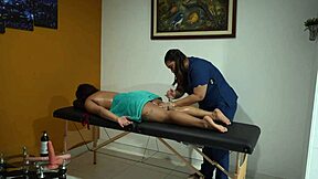 Horny Masseuse Sucks Pussy Fingers Tongue Deep Inside