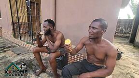 Two Horny Jobless Guys Pound Albino Seller Chick Outdoor with Big Black Cocks!