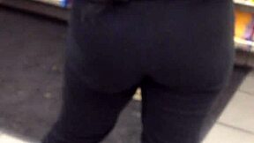 phat ebony ass in leggings begs for public pounding at gas station