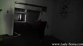 Lady Sonia, dare to watch your nude public striptease flash?