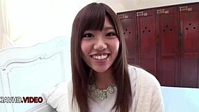 shaved japanese teen chisa hoshino fingers pussy while sucking cock hardcore