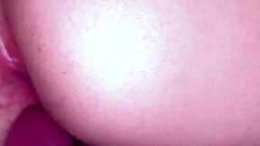 stepsister's tight hairy pussy drips cum close-up as it stretches wider and wider
