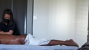 massage girl starts enjoying the session way too much on her customer