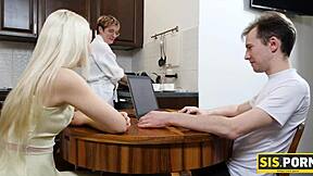 sis blonde virgin pussy aches for stepbro cock after dinner