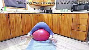 Girl Humps Ball Wildly! Intense Squirting Orgasm Explodes