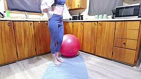 Girl Humps Ball Wildly! Intense Squirting Orgasm Explodes