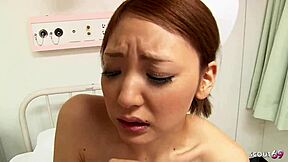 japanese petite nurse with small tits seduces patient for rough cowgirl creampie in hospital pantyhose?