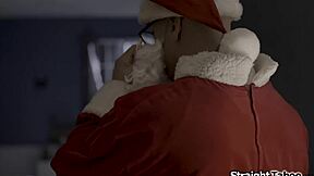 petite teen licks old santa's monster cock for good girl reward