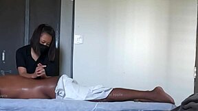 massage girl starts enjoying the session way too much on her customer