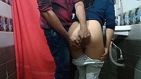 the single boss couldn't resist pounding his secretary hard in the office bathroom with clear hindi audio