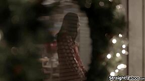 petite teen licks old santa's monster cock for good girl reward