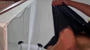 watch this exhibitionist flash her huge cock close-up with massive cumshot handjob!