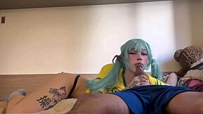 Ever seen Amberzinha as Hatsune Miku? Qrozne joins her backstage for cosplay roleplay, costumes, and uncensored 1on1 interracial with the cute petite Latina nerd.