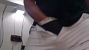watch this exhibitionist flash her huge cock close-up with massive cumshot handjob!