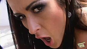 Big titted brunette cougar craves two cocks pounding her!
