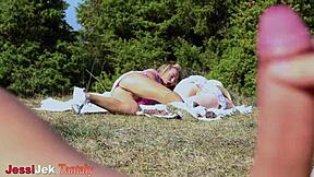 Stranger's Big Dick Destroys Jessijek Ass Doll in Public Park