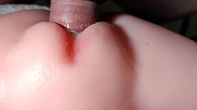 i love slamming my fuck doll's shaved big pussy close-up with double toys
