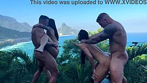 wanna see two hunks drill these curvy brazilian babes in hot foursome?