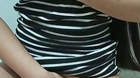 stepdaughter spreads wide fingering right in front of stepdad!