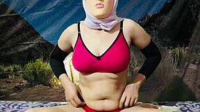 Stepsister Strips Nude Camping at Night with Big Tits Out