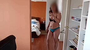 Filming my beautiful STEPMOM in tight UNDERWEAR gets my COCK rock hard as she teases unaware