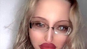russian fetish slut with huge glasses and lipstick begs for more
