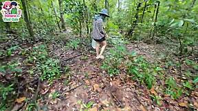 damn that skinny thai teen hikes in the forest flashing her tight pussy everywhere