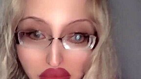 russian fetish slut with huge glasses and lipstick begs for more