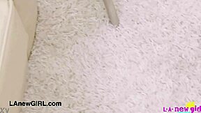 hot model strips petite body on sofa for daddy interview photoshoot