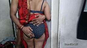 love how this indian desi big-boobed bhabhi rocks red saree in desi saree clips
