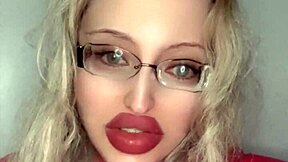 russian fetish slut with huge glasses and lipstick begs for more
