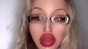 russian fetish slut with huge glasses and lipstick begs for more