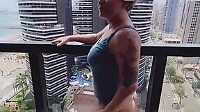 who loves watching me suck this huge black cock on the beach with my big ass out
