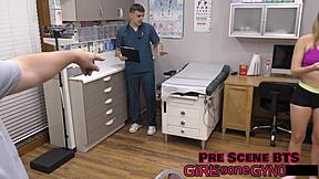 whoa, check out cheerleader tyler lynn's close-up pussy spread in her sports physical...