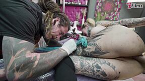 Big Tits Tattoo Babe's Hard Anal Pounding Gaping Ass-To-Mouth During Session