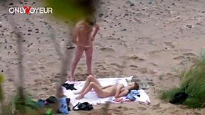 whoa, beach teen couple flashes tits and strokes to cum together 💦🌊