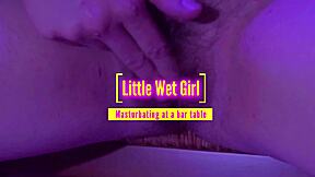 Pretty Slut Fingers Gaping Wet Pussy Under Bar Table In Miniskirt