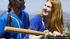 i hang out with stepdad learning baseball but end up in wild 18+ teen orgy bareback fun