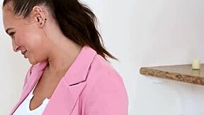 stepdaughter teases stepdad with shaved pussy panties and pierced nipples play