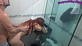 whoa my stepsis walks in on me showering miniskirt up...