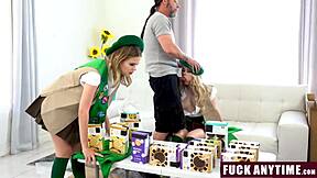 freeuse stepdaughters suck stepdads cock while selling cookies bent over