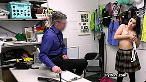 Office Spy Rips Clothes Fingers Sexy Suspect's Tits and Pussy