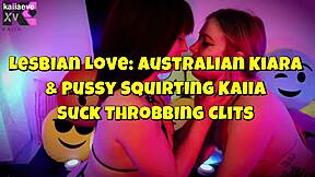 Aussie kiara and squirting kaiia rip clothes to suck dripping clits