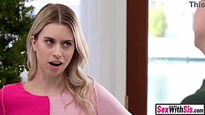 stepsis and her big ass latina friend team up to ride stepbro's cock on christmas day