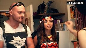 finally out of friendzone frida sante rides cock hard at horny hostel