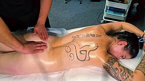 tattoo girl turns massage into rough pussy pounding and squirting orgasm