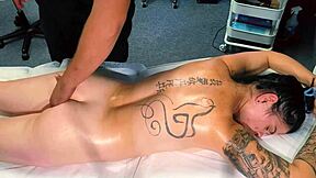 tattoo girl turns massage into rough pussy pounding and squirting orgasm