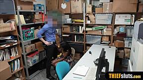 busty ebony teen thief gets punished fucked hard by perv officer at work